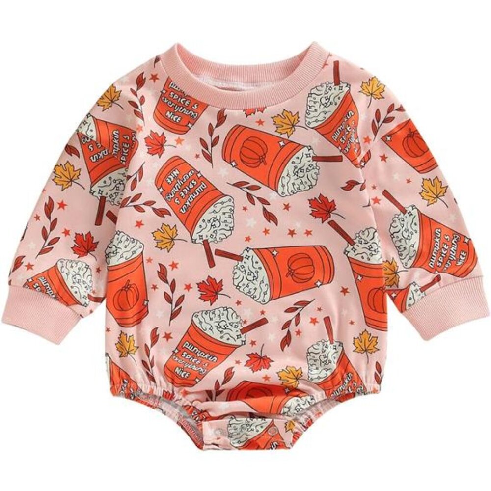 Halloween Newborn Baby Girl Outfit Pumpkin Sweatshirt Romper‎ Long Sleeve Onesie